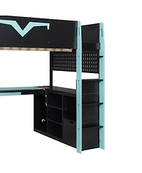 Streamdale Furniture Gaming Loft Bed w/Desk, Rgb, Power, Storage