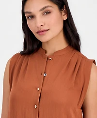 Anne Klein Women's Button-Front Sleeveless Top