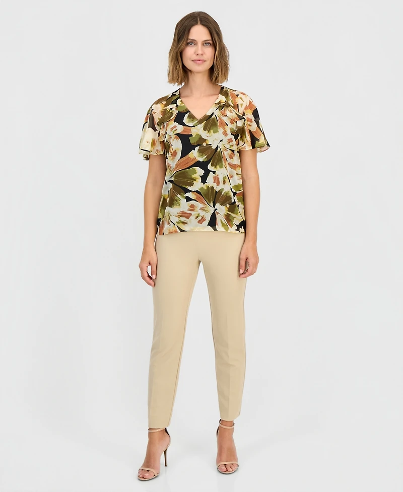 Anne Klein Women's Ruffled Flutter-Sleeve Top