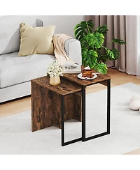 Sugift 2-in-1 Nesting Coffee Table Set of 2 for Living Room and Bedroom