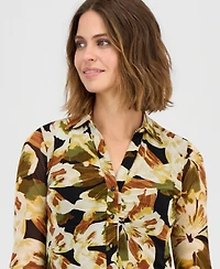 Anne Klein Women's Shirred 3/4-Sleeve Shirt