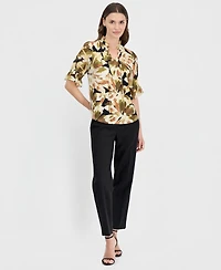 Anne Klein Women's Printed Tie-Front 3/4-Sleeve Blouse