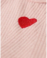 MeMoi Baby Girls Heart Embroidered Textured Footie
