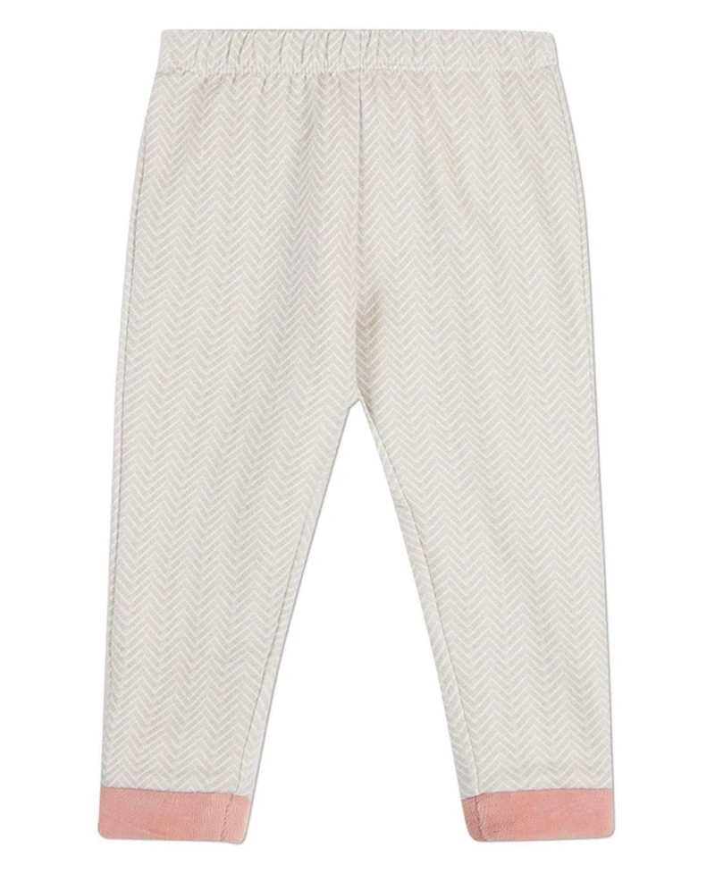 MeMoi Baby Boys Chevron-Printed Cotton-Rich Velour-Trim Pajama Set