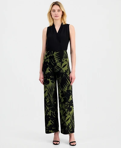 Anne Klein Women's Printed High Rise Wide Leg Pants
