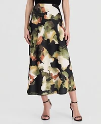 Anne Klein Womens Printed Pull On Bias Skirt