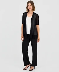 Anne Klein Women's Short-Sleeve Open-Front Semi-Sheer Cardigan