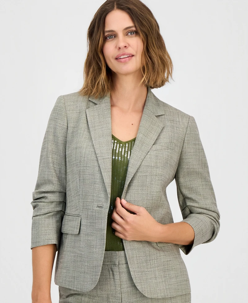 Anne Klein Women's One-Button Scrunch-Sleeve Blazer