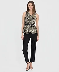 Anne Klein Women's Animal-Print Five-Button Belted Vest
