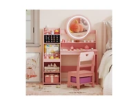 Slickblue Children s Lighted Vanity Desk Pretend Play Dressing Table