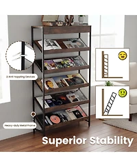 Sugift 6-Tier Tall Freestanding Bookshelf with Angled Shelves for Home Office