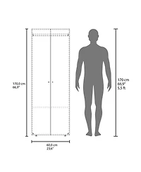 Flynama Armoire 66.9 Inch High 2 Doors 2 Shelves Wengue Bedroom Storage Cabinet with Hanging Rod