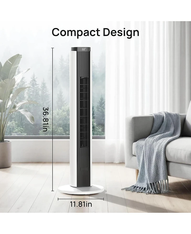 Antarctic Star 37-Inch Oscillating Tower Fan with Remote and Washable Impeller