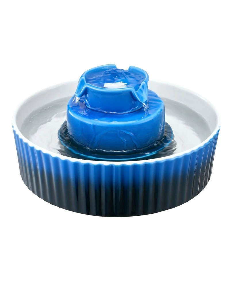 Sugift Ceramic Cat Water Fountain 2.1L Ultra-Quiet with Multi-Layer Filtration