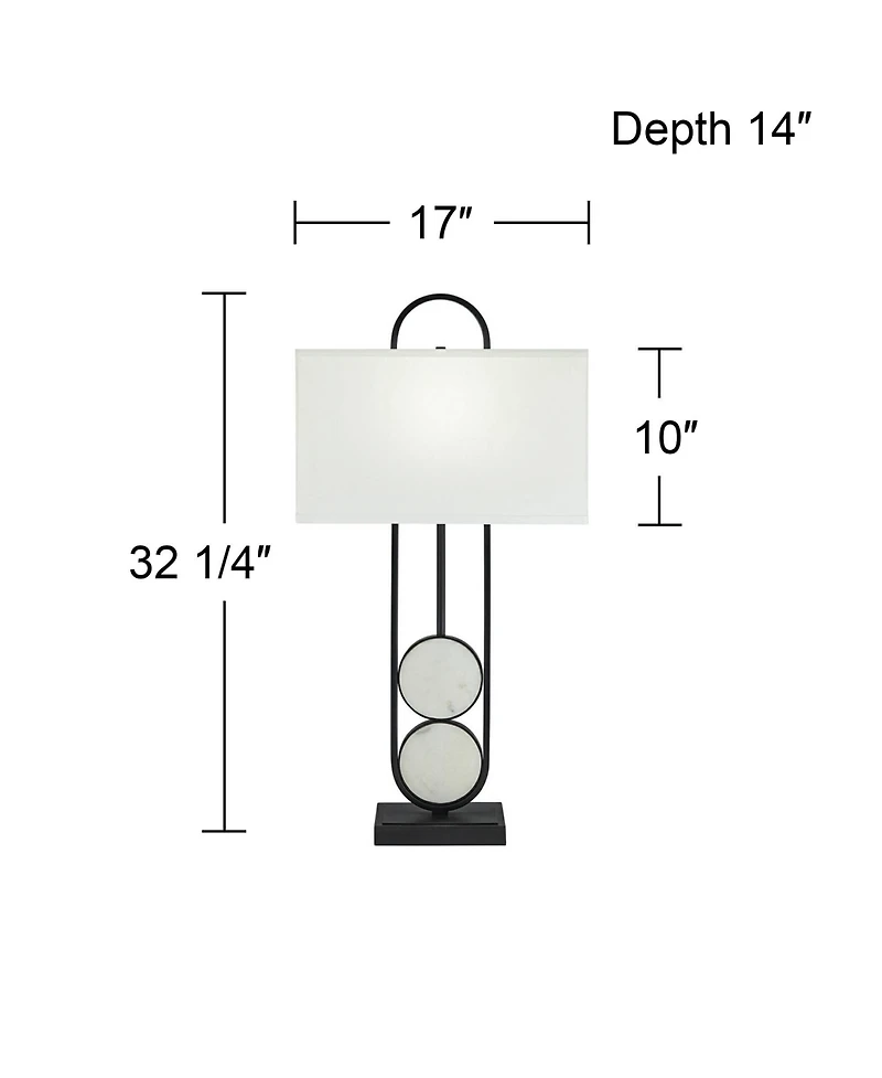 360 Lighting Eleanor 32 1/4" Tall Large Geometric Mid Century Modern End Table Lamp Metal Marble Single Living Room