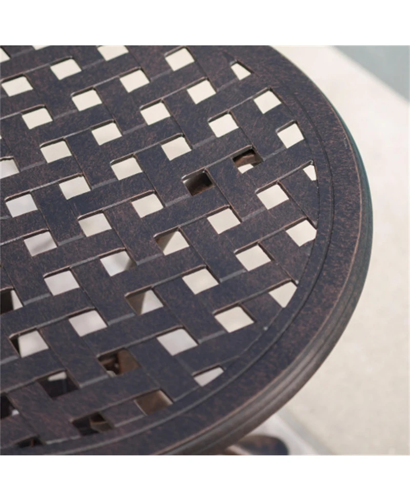 Clihome Modern Round Outdoor Accent Side Table, 19 Cast Aluminum Side Table