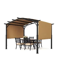 Mecale 10 x 10 Ft Outdoor Metal Pergola with Retractable Canopy