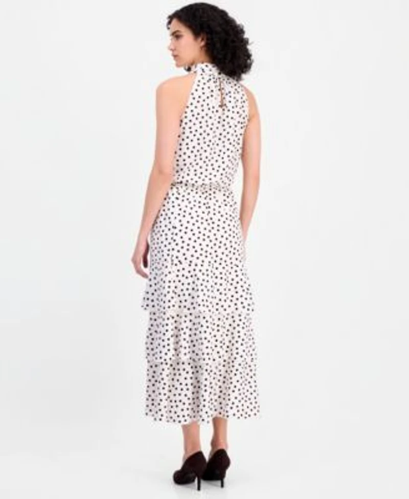 Anne Klein Womens Polka Dot Halter Top Polka Dot Pull On Tiered Skirt