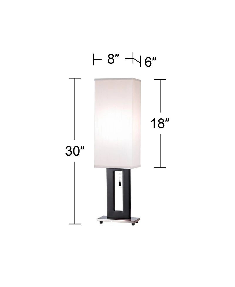 360 Lighting Floating Rectangle Modern Table Lamps 30" Tall Set of 2 Metal Open Frame Fabric Box Shade for Bedroom Living Room Bedside