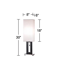 360 Lighting Floating Rectangle Modern Table Lamps 30" Tall Set of 2 Metal Open Frame Fabric Box Shade for Bedroom Living Room Bedside