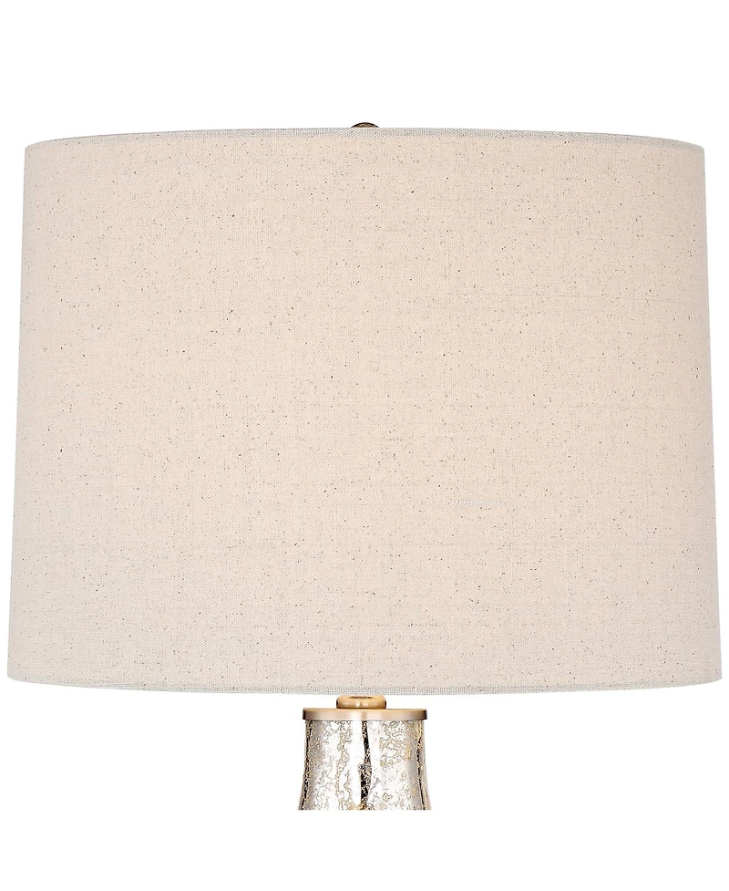 360 Lighting Waylon Modern Table Lamp with Round Black Marble Riser 28" Tall Mercury Glass Tapered Drum Shade for Bedroom Living Room Bedside Hom