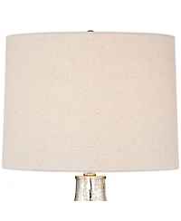 360 Lighting Waylon Modern Table Lamp with Round Black Marble Riser 28" Tall Mercury Glass Tapered Drum Shade for Bedroom Living Room Bedside Hom