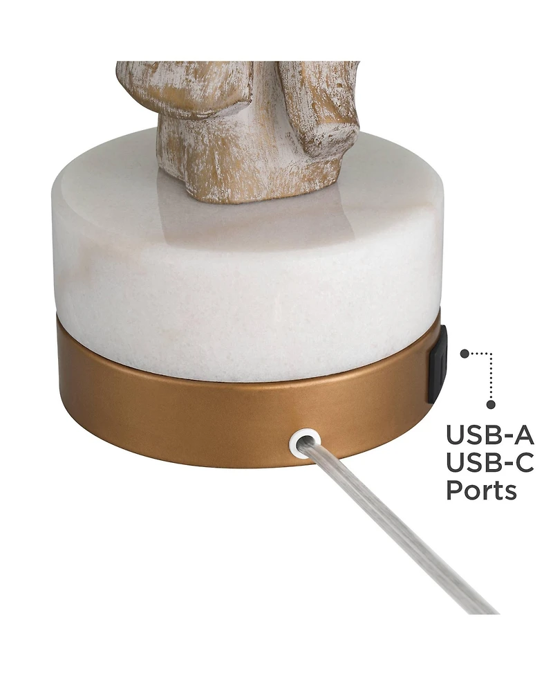 Possini Euro Design Reah 32 1/2" Tall Sculpture Large Modern End 3-Way Table Lamp Usb Port Finish Single Living Room Charging