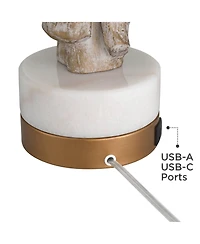 Possini Euro Design Reah 32 1/2" Tall Sculpture Large Modern End 3-Way Table Lamp Usb Port Finish Single Living Room Charging