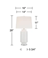 Possini Euro Design Luisa 28" Tall Modern Coastal 3-Way Table Lamp Dimpled Finish Ceramic Single Living Room Bedroom Bedside