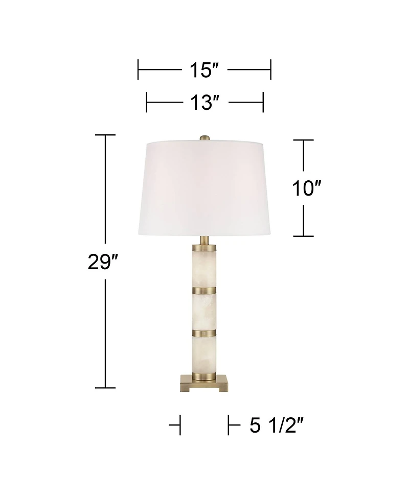 Possini Euro Design Fiona 29" Tall Column Modern Coastal End 3-Way Table Lamp Finish Alabaster Single Living Room Bedroom