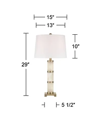 Possini Euro Design Fiona 29" Tall Column Modern Coastal End 3-Way Table Lamp Finish Alabaster Single Living Room Bedroom