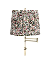 360 Lighting Westbury Traditional 70" Tall Standing Floor Lamp Adjustable Swing Arm Antique Brass Finish Pleated Meadow Shade