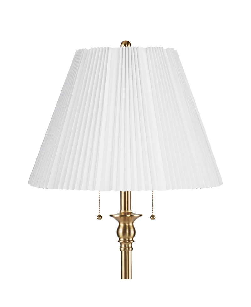 360 Lighting Dyna Traditional 58" Tall Standing Floor Lamp Skinny Pole Pull Chain Gold Antique Brass Finish