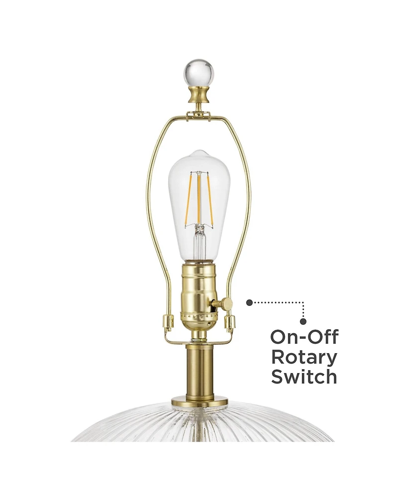 360 Lighting Darrah 19" High Small Mid Century Modern Accent Table Lamps Set of 2 Usb Port Clear Glass Brass Finish Charging