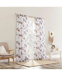 No. 918 Floral Print Sheer Rod Pocket Curtain Panel
