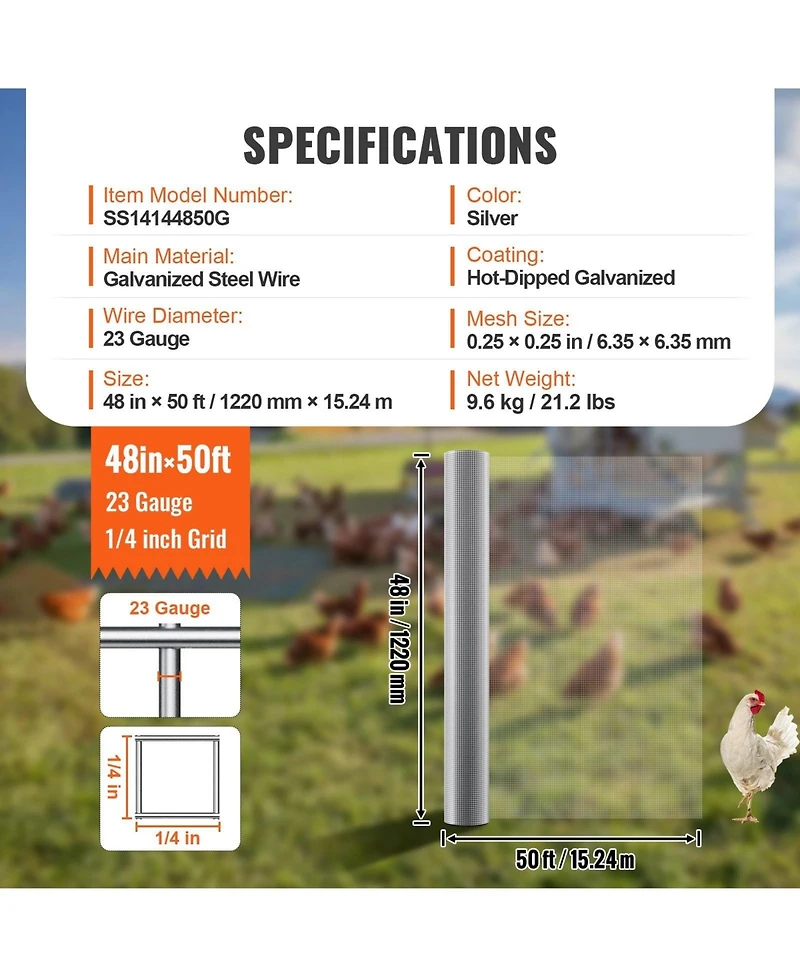 Sugift Hardware Cloth Galvanized Wire Mesh for Rabbit Cages