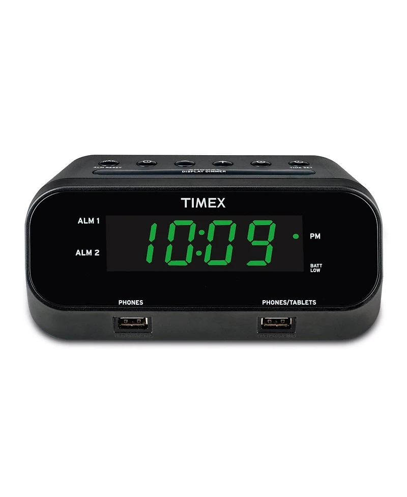 iHome Timex T129 Dual Usb Charging Ports Alarm Clock