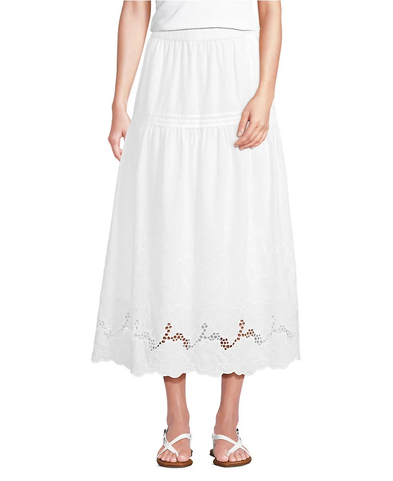 Lands' End Women's Voile Eyelet Maxi Skirt
