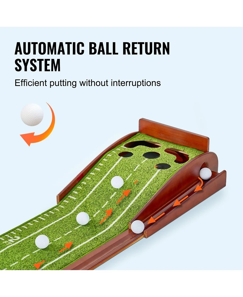Mecale 5-Hole Indoor Golf Putting Mat with Auto Ball Return
