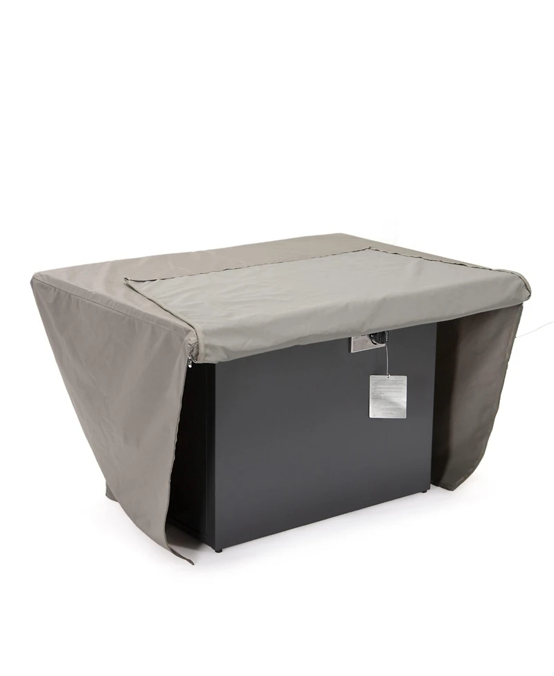 LeisureMod Modern Outdoor Home Decorative Furniture Protection Chelsea Waterproof Fabric Rectangle Fire Pit Table Cover