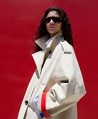 Selection Mango Women's Funnel Neck Buckle Trench Coat