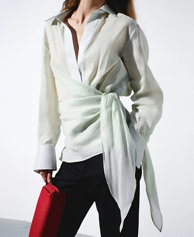 Selection Mango Women's Ramie Double-Breasted Shirt