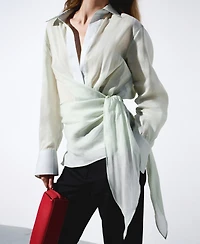 Selection Mango Women's Ramie Double-Breasted Shirt