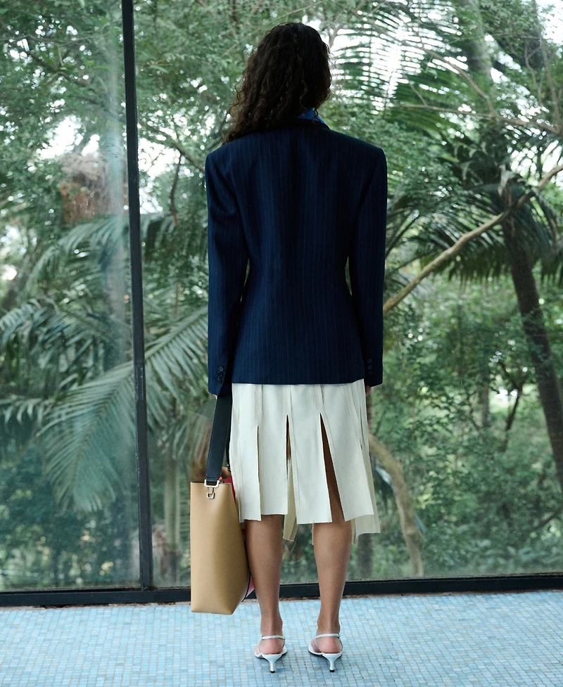 Selection Mango Women's Pinstriped Belted Blazer