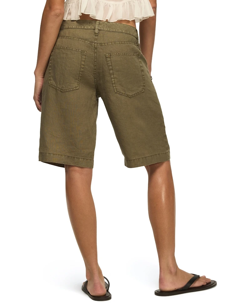 Lucky Brand Women's Relaxed Fit Baggy Linen Denim Shorts