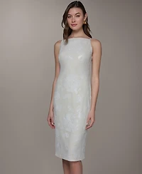 Donna Karan New York Women's Sleeveless Midi Dress with Lace Print