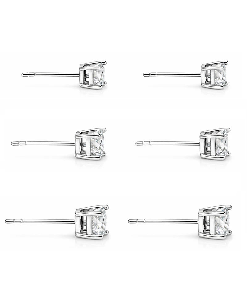 And Now This 3-Pc. Set Silver Plated Square Cubic Zirconia Stud Earrings