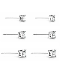 And Now This 3-Pc. Set Silver Plated Square Cubic Zirconia Stud Earrings