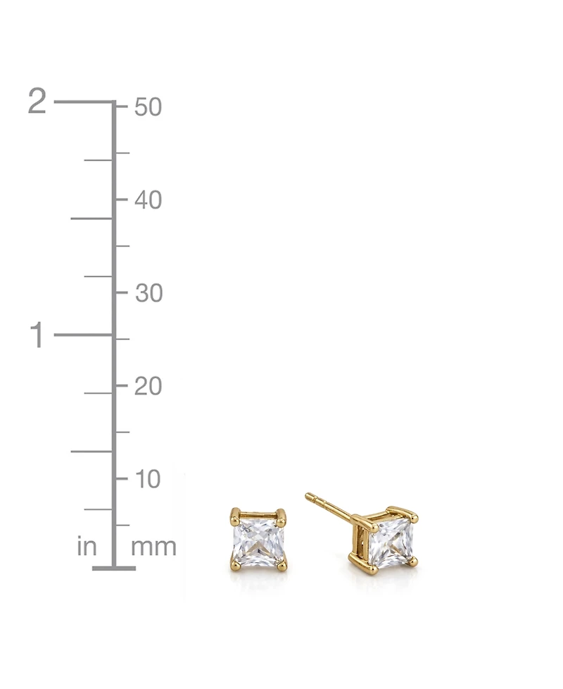 And Now This 3-Pc. Set Silver Plated Square Cubic Zirconia Stud Earrings