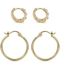 And Now This Gold Plated Crystal Stone Duo Hoop Set Earrings